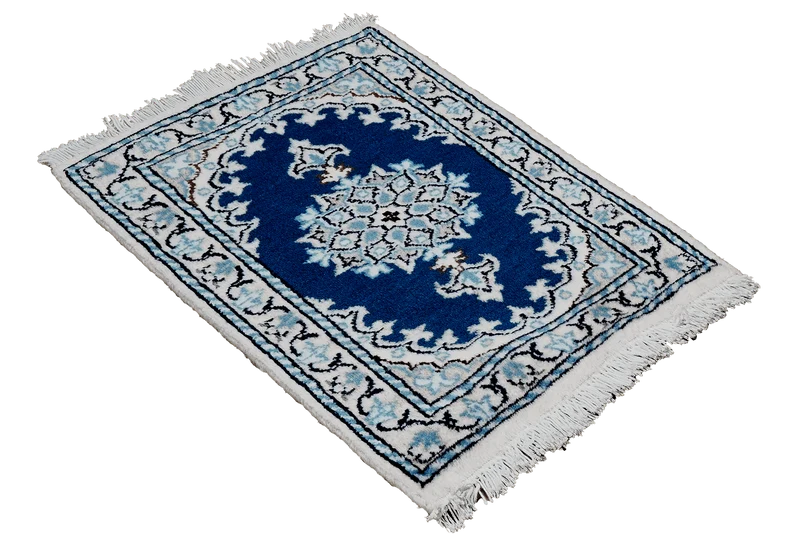 Nain 12La · Handgeknüpft – Blau, 56x40 cm