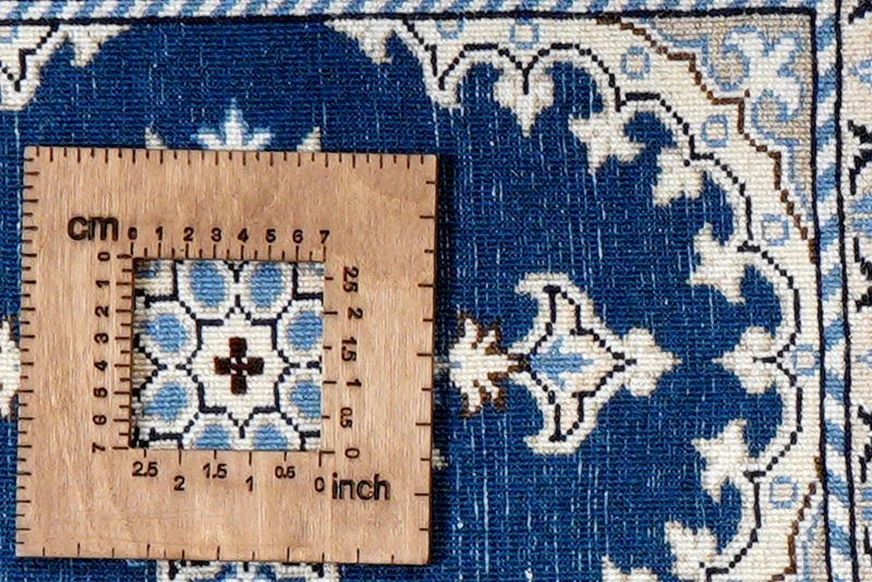 Nain 12La · Handgeknüpft – Blau, 56x40 cm