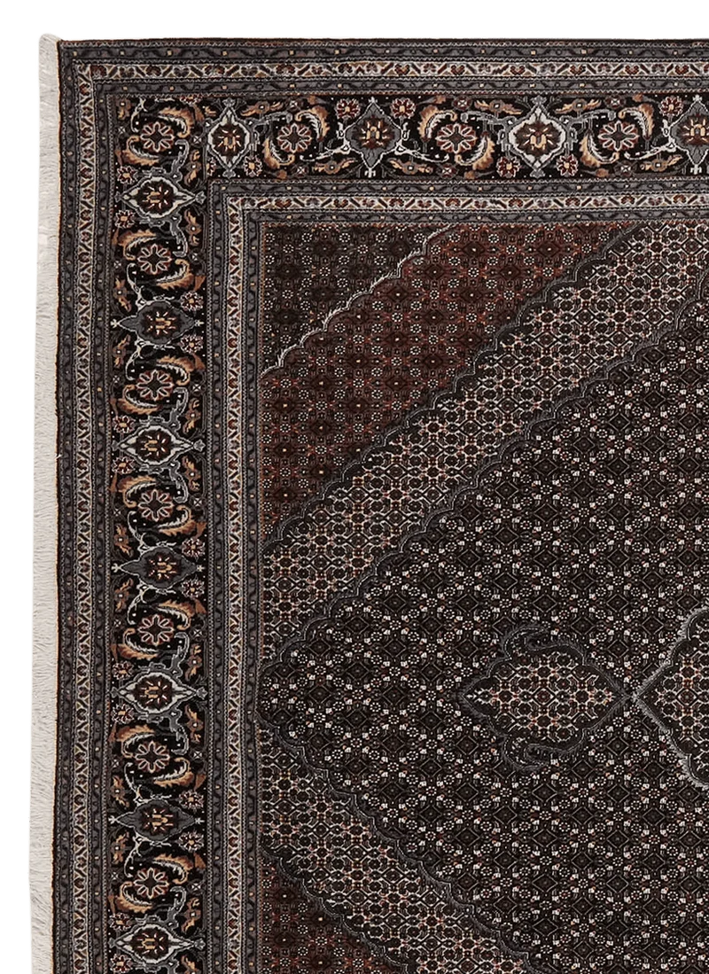 Tabriz 40 Raj · Handgeknüpft – Schwarz, 347x253 cm