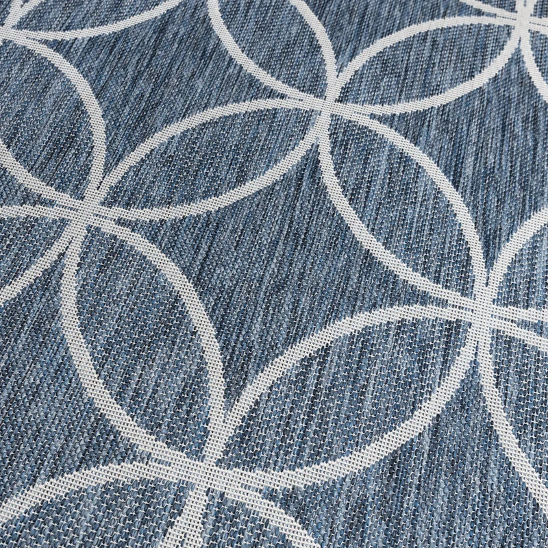 Geometrischer Outdoor-Teppich – Faro Ripple Blue