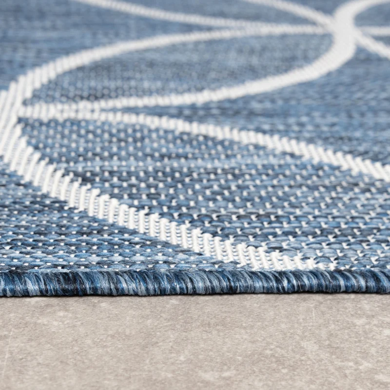 Geometrischer Outdoor-Teppich – Faro Ripple Blue