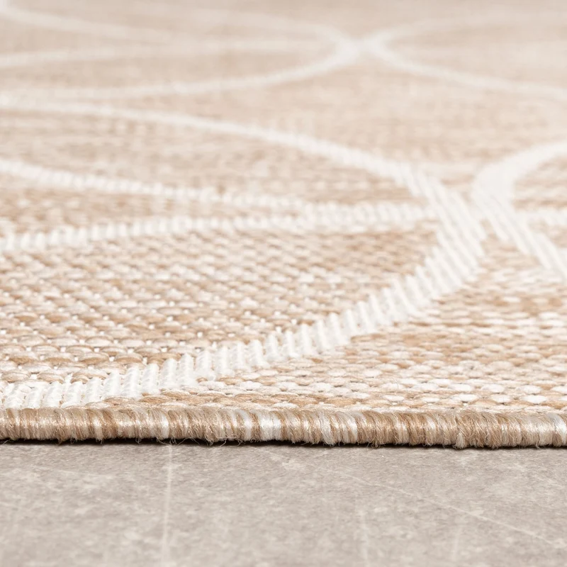 Geometrischer Outdoor Teppich - Faro Ripple Beige