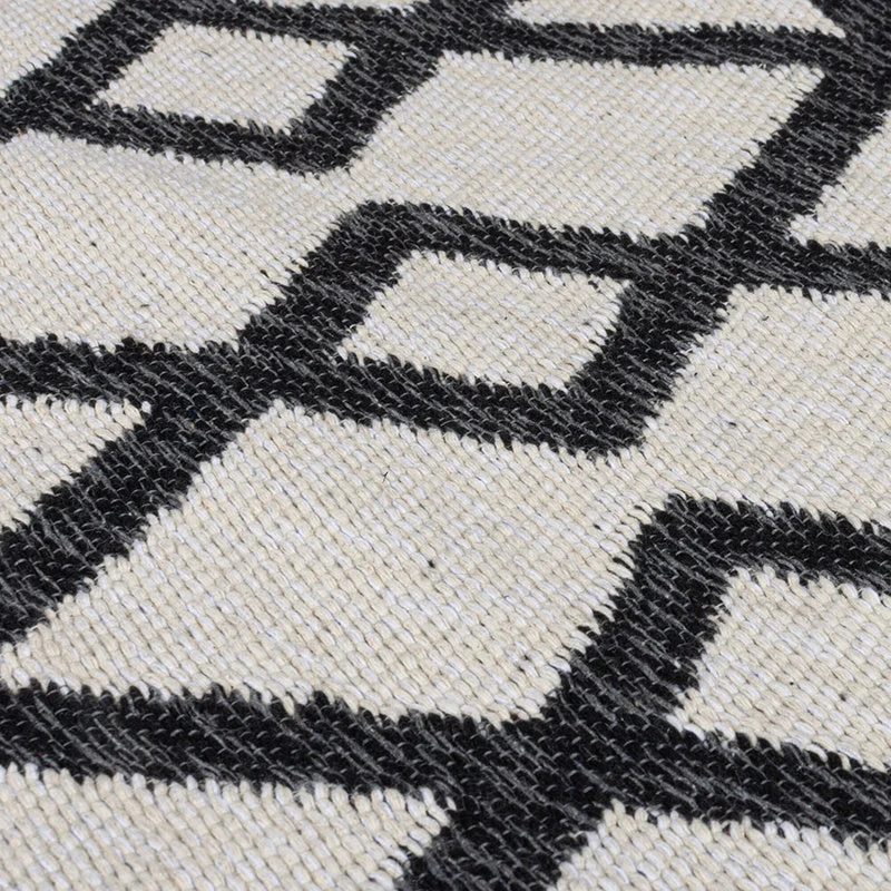 Geometrischer Teppich - Decio Teo Schwarz Weiß