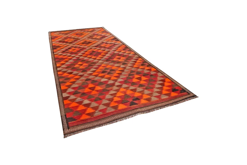 Kelim Kordi · Handgewebt – Orange, 378x208 cm