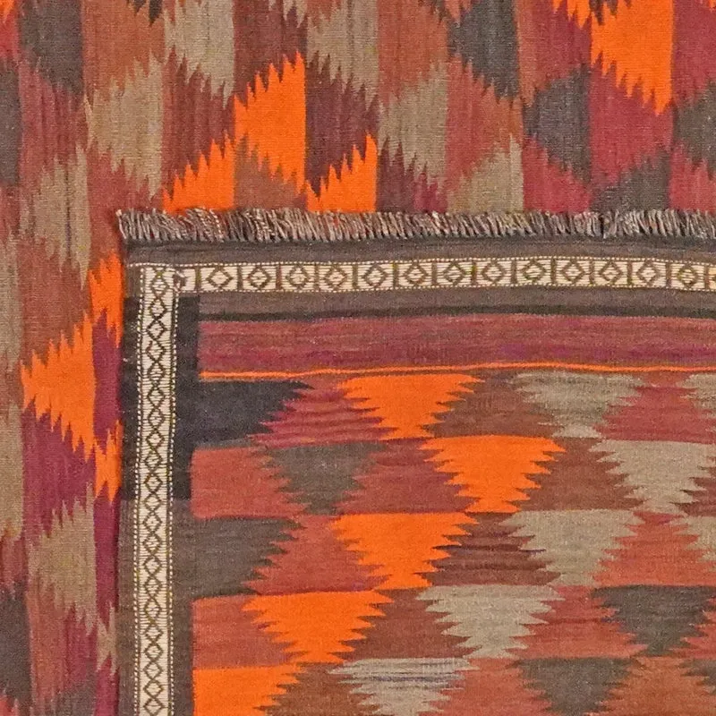 Kelim Kordi · Handgewebt – Orange, 378x208 cm
