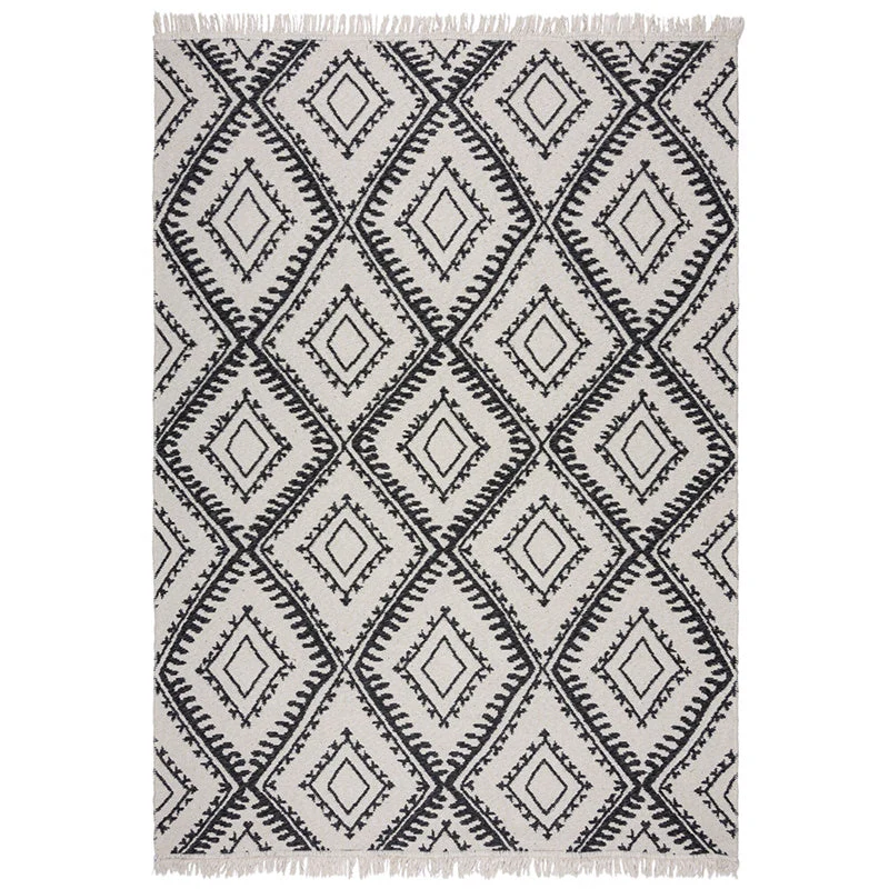 Geometrischer Teppich - Decio Alix Schwarz Weiß