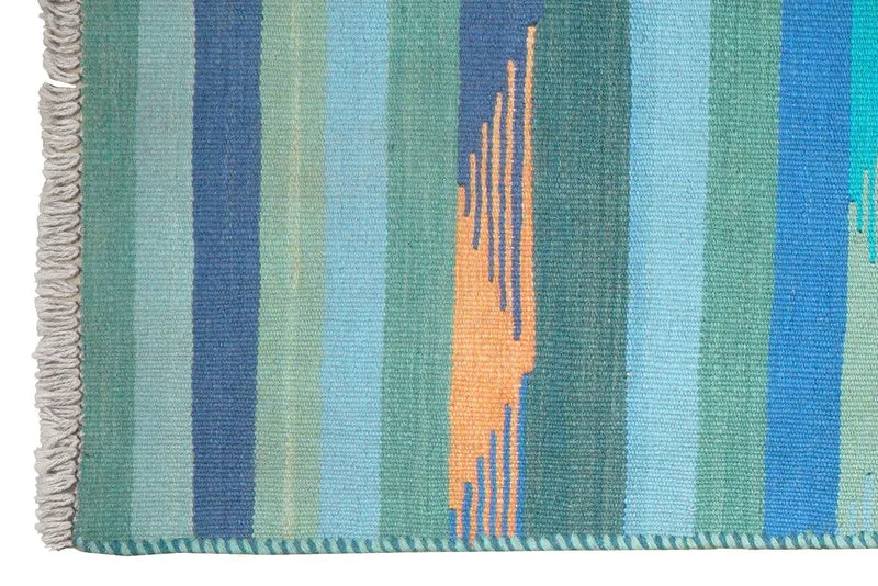 Kelim Gashgai · Handgewebt – Blau, 253x70 cm