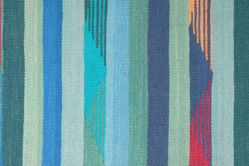 Kelim Gashgai · Handgewebt – Blau, 253x70 cm