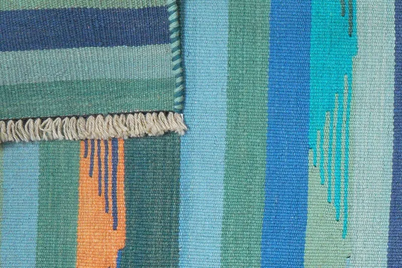 Kelim Gashgai · Handgewebt – Blau, 253x70 cm