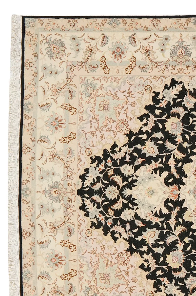 Tabriz 50 Raj · Handgeknüpft – Schwarz, 200x147 cm