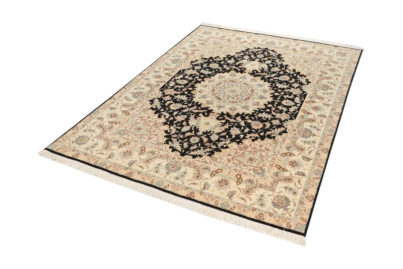 Tabriz 50 Raj · Handgeknüpft – Schwarz, 200x147 cm