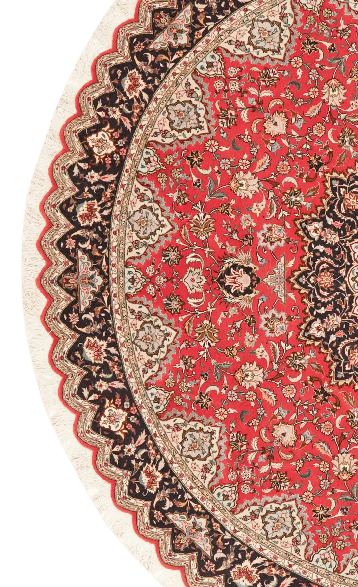 Tabriz Round · Handgeknüpft – Rot, 248x248 cm