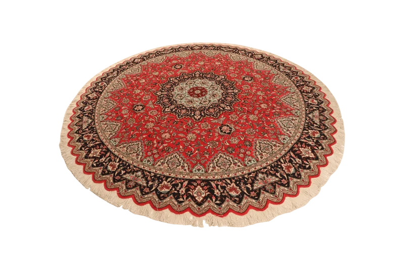 Tabriz Round · Handgeknüpft – Rot, 248x248 cm
