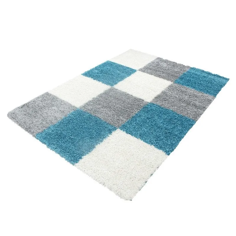 Hochflor Teppich - Cube Türkis