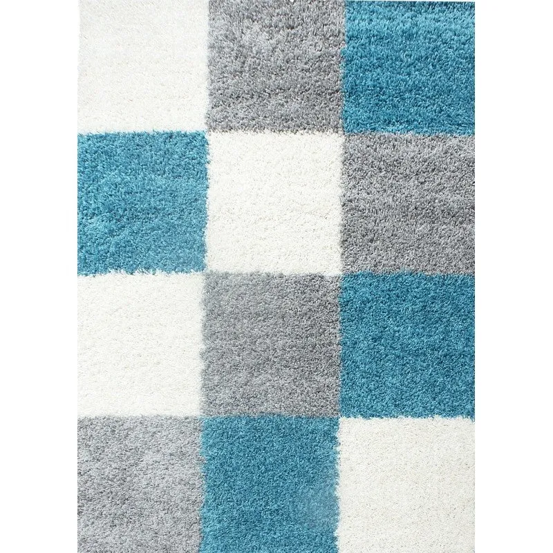 Hochflor Teppich - Cube Türkis