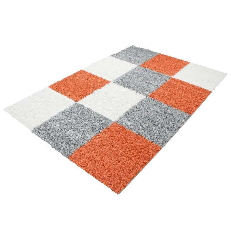 Hochflor Teppich - Cube Terrakotta