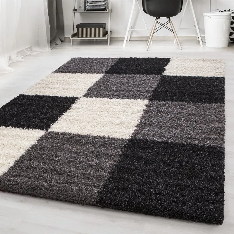 Hochflor Teppich - Cube Schwarz