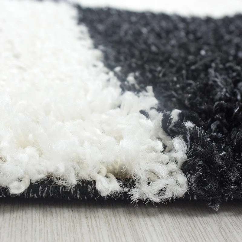 Hochflor Teppich - Cube Schwarz