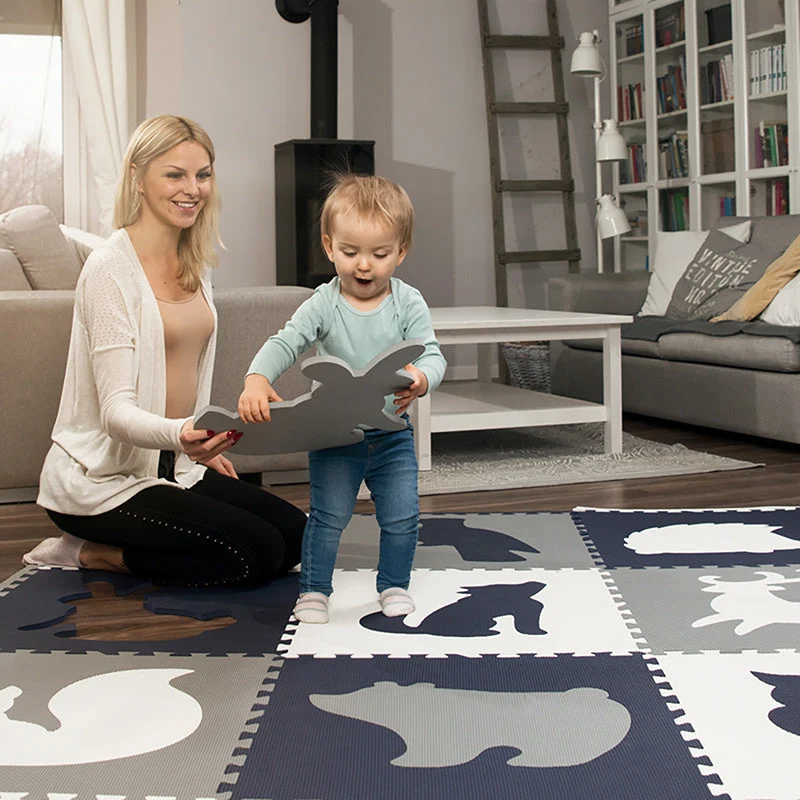 XL Foam Puzzlematte - Lio Wald Dunkelblau Weiß