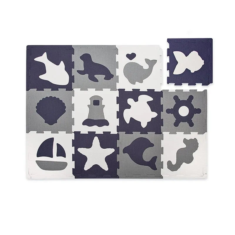 Foam Puzzlematte - Sam Ozean Dunkelblau Weiß