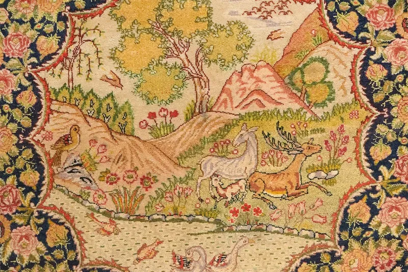 Tabriz Round · Handgeknüpft – Beige, 100x100 cm