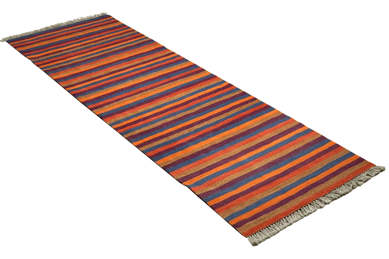 Kelim Gashgai · Handgewebt – Bunt, 196x64 cm