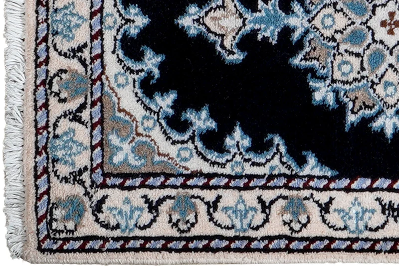 Nain 12La · Handgeknüpft – Blau, 64x41 cm