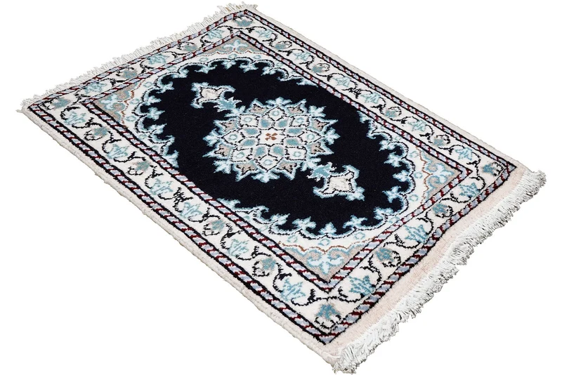 Nain 12La · Handgeknüpft – Blau, 64x41 cm