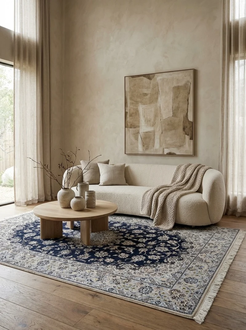 Nain 6La · Handgeknüpft – Blau, 196x125 cm