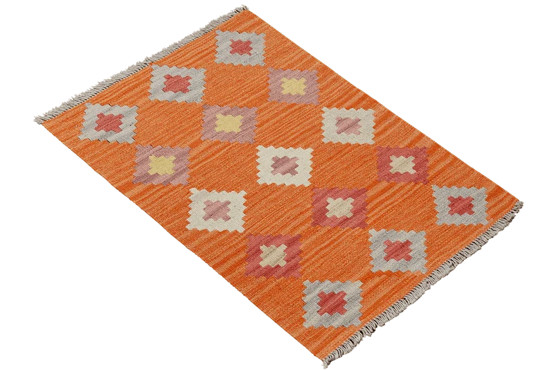 Kelim Gashgai · Handgewebt – Orange, 89x62 cm