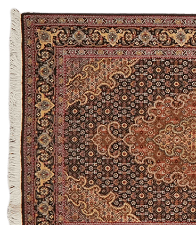 Tabriz 50 Raj · Handgeknüpft – Schwarz, 399x80 cm