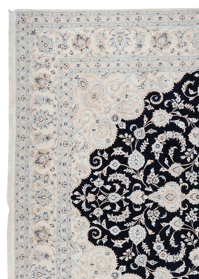 Nain 9La · Handgeknüpft – Blau, 351x251 cm