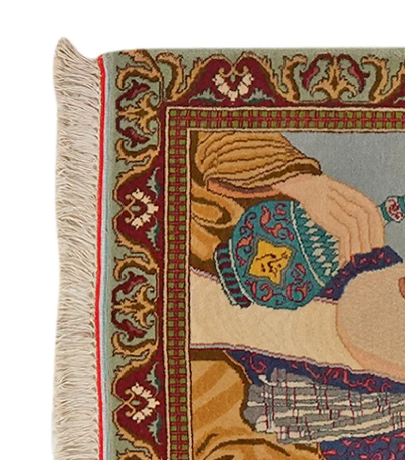Tabriz Graphic · Handgeknüpft – Blau, 70x54 cm