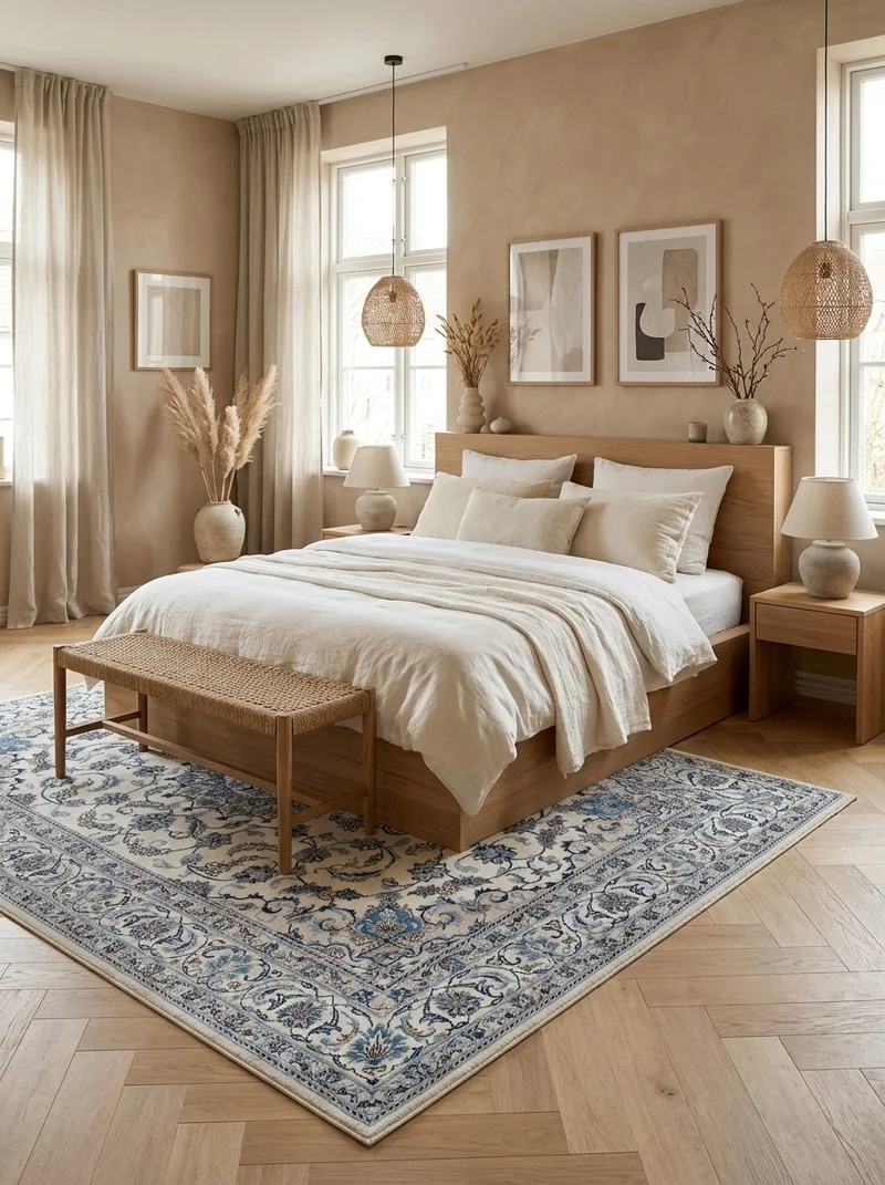 Nain 12La · Handgeknüpft – Beige, 296x196 cm