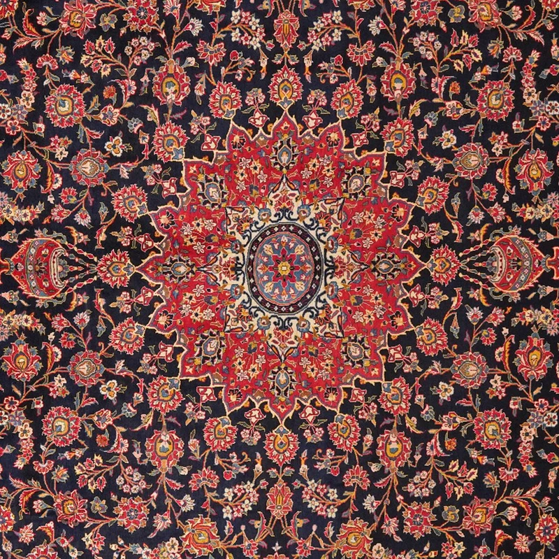 Kashan · Handgeknüpft – Blau, 399x317 cm