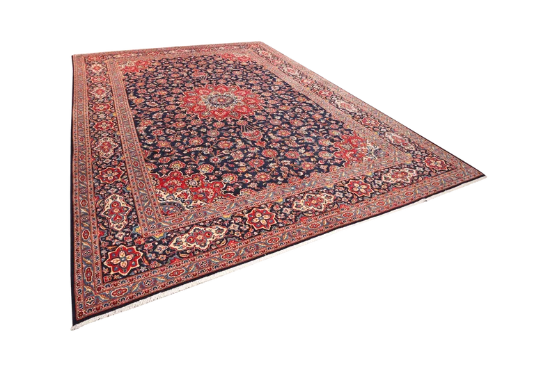 Kashan · Handgeknüpft – Blau, 399x317 cm