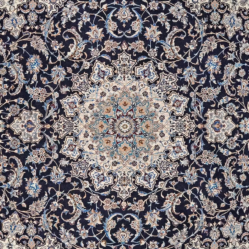 Nain 6La · Handgeknüpft – Blau, 305x220 cm