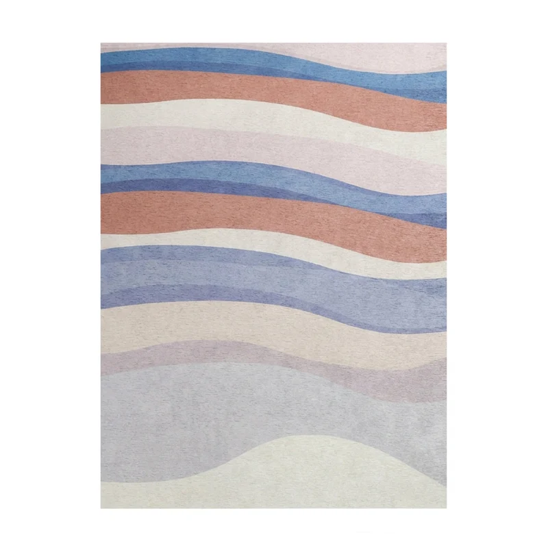 Geometrischer Teppich - Swing Waves Blau Rosa