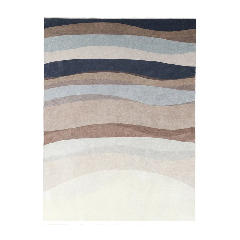 Geometrischer Teppich - Swing Waves Blau Braun