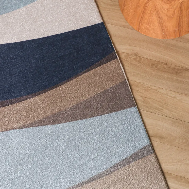 Geometrischer Teppich - Swing Waves Blau Braun