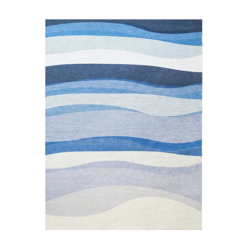 Geometrischer Teppich - Swing Waves Blau