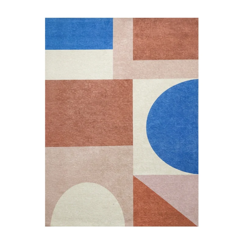 Geometrischer Teppich - Swing Shapes Blau Rosa