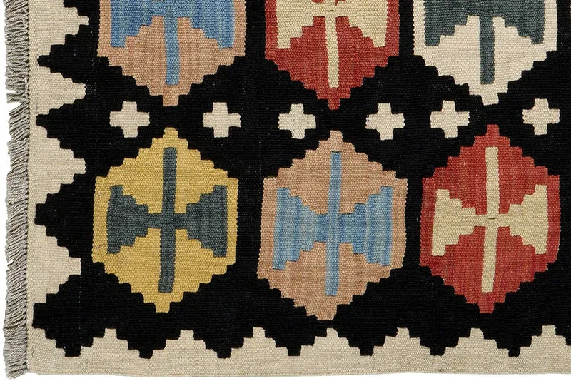Kelim Gashgai · Handgewebt – Schwarz, 152x104 cm