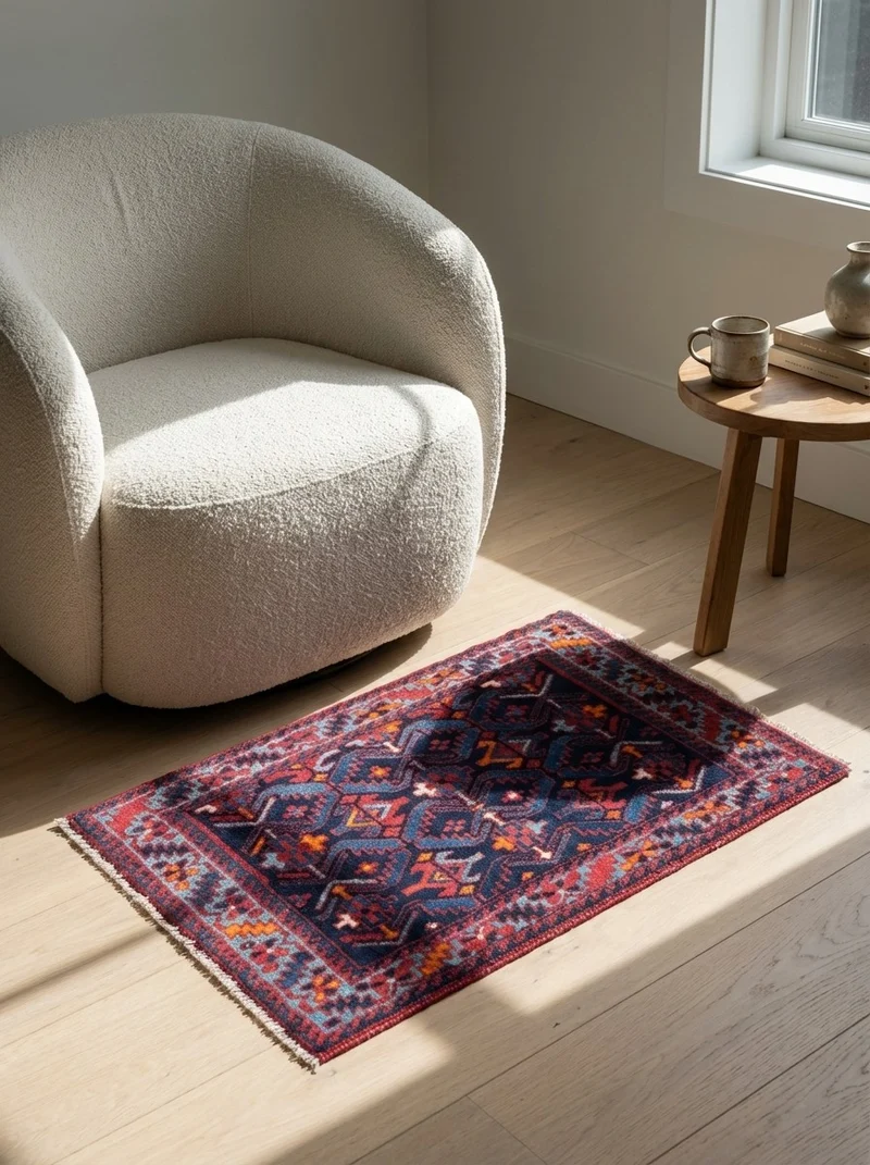 Afshar · Handgeknüpft – Blau, 57x82 cm
