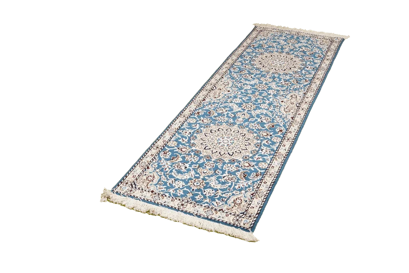 Nain 9La · Handgeknüpft – Blau, 193x61 cm