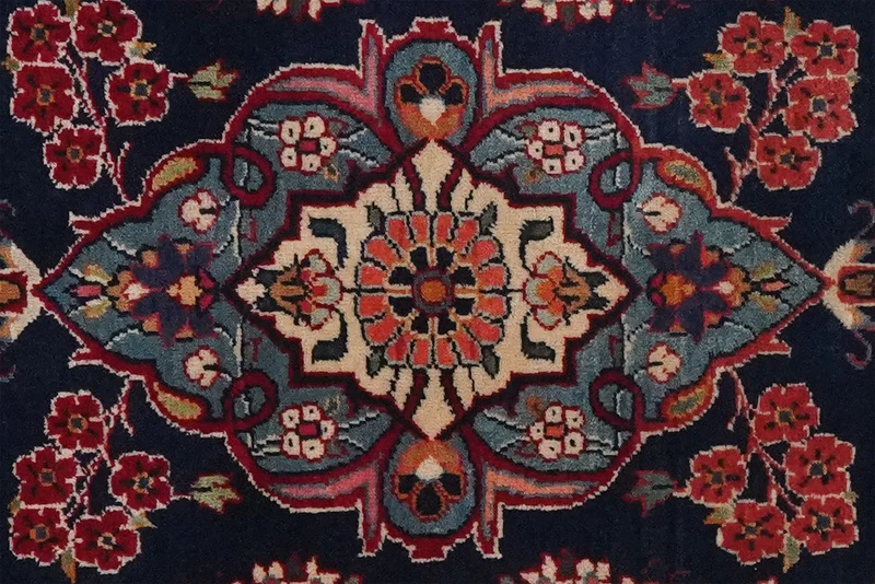 Kashan · Handgeknüpft – Blau, 82x63 cm