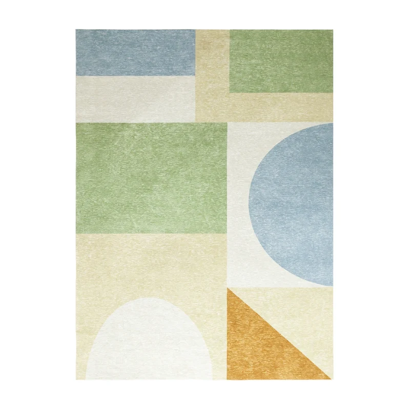 Geometrischer Teppich - Swing Shapes Blau Grün