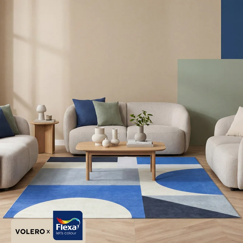 Geometrischer Teppich - Swing Shapes Blau
