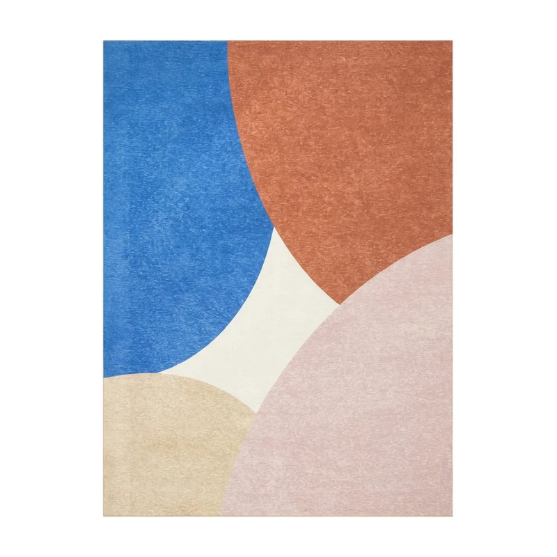 Geometrischer Teppich - Swing Circles Blau Rosa