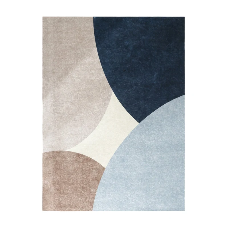 Geometrischer Teppich - Swing Circles Blau Braun